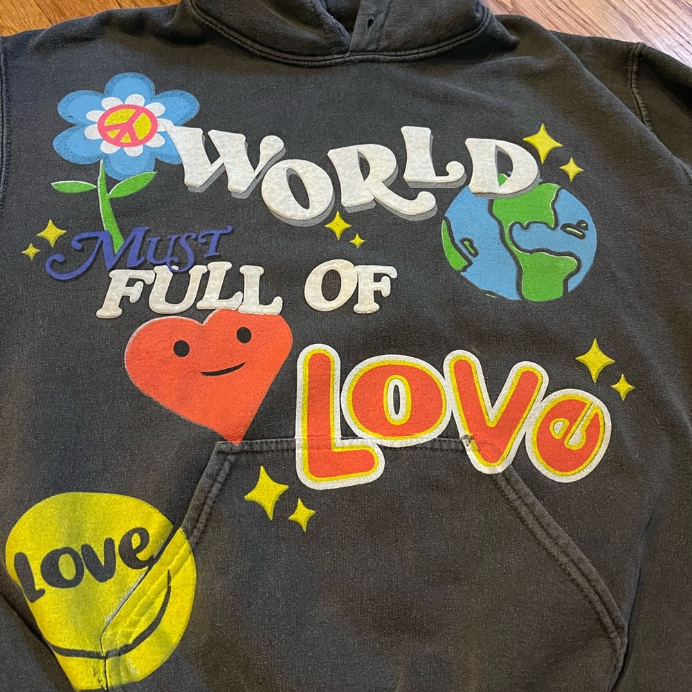 Pacsun Graphic Hoodie with Love and World Design size medium